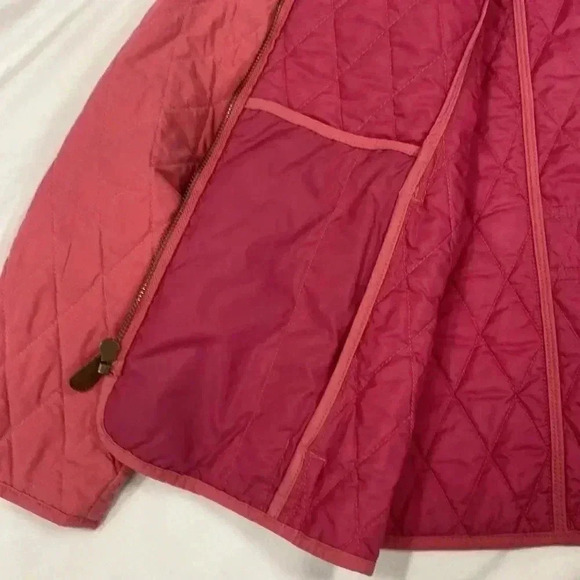 Vintage 90s L.L. Bean Quilted Riding Jacket Pink Full Zip Pockets nylon M Pet - Picture 6 of 10